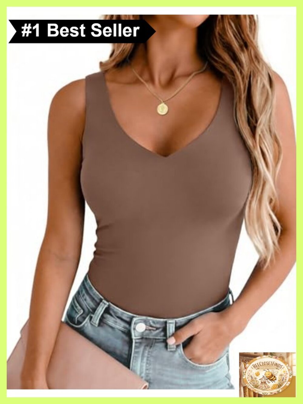 Zeagoo Womens Double Lined V Neck Tank Top Summer Slim Fit Sleeveless